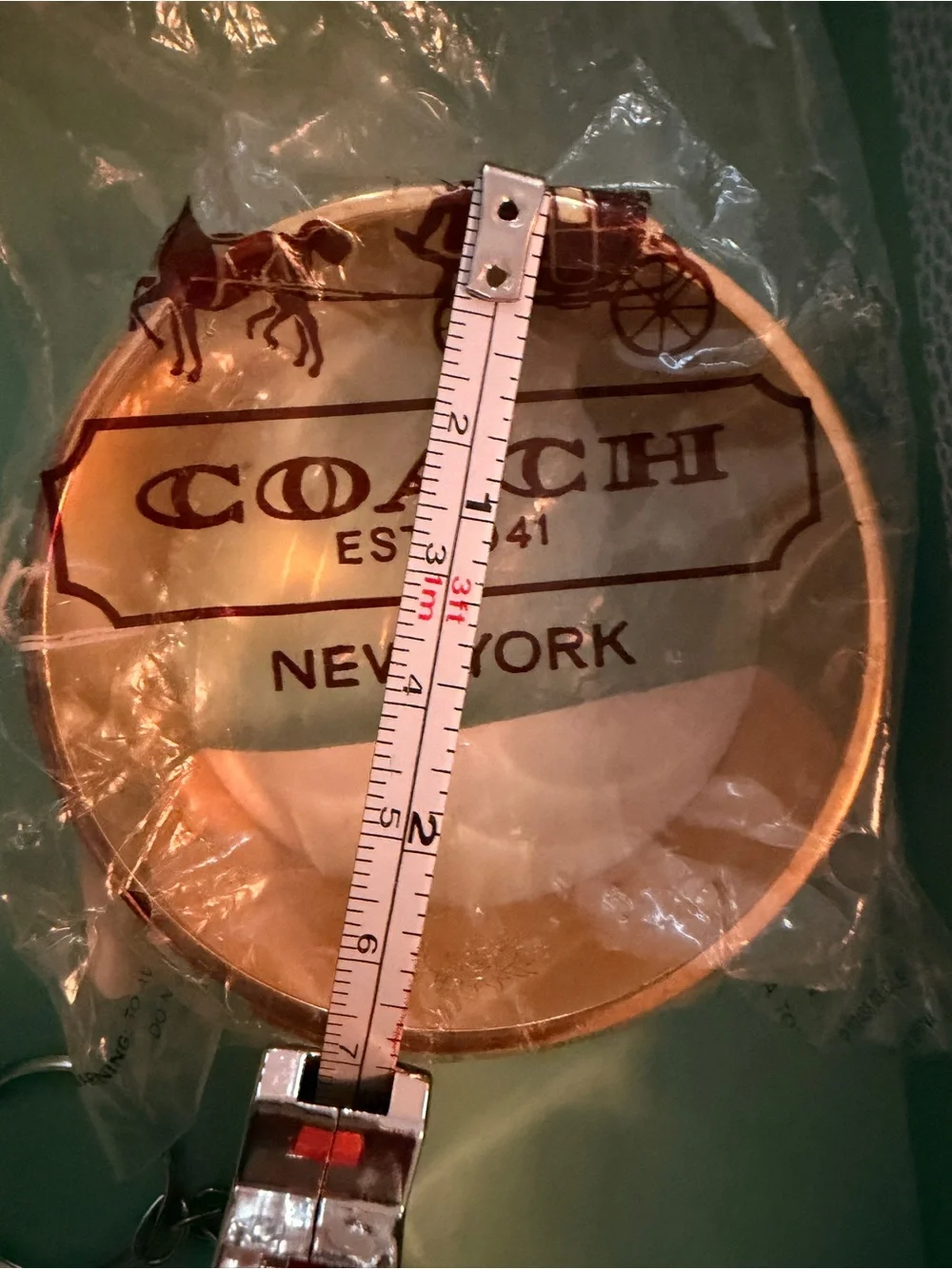 Coach Green Enamel and Gold-Tone Signature Cuff Bangle